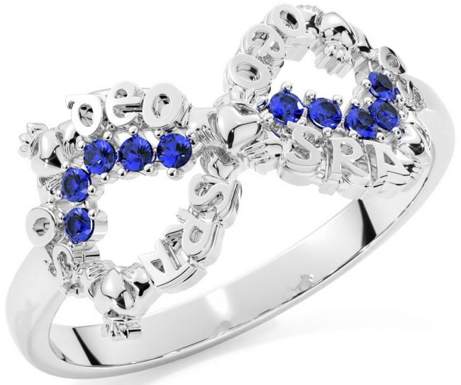 Sapphire White Gold Claddagh Infinity Irish 