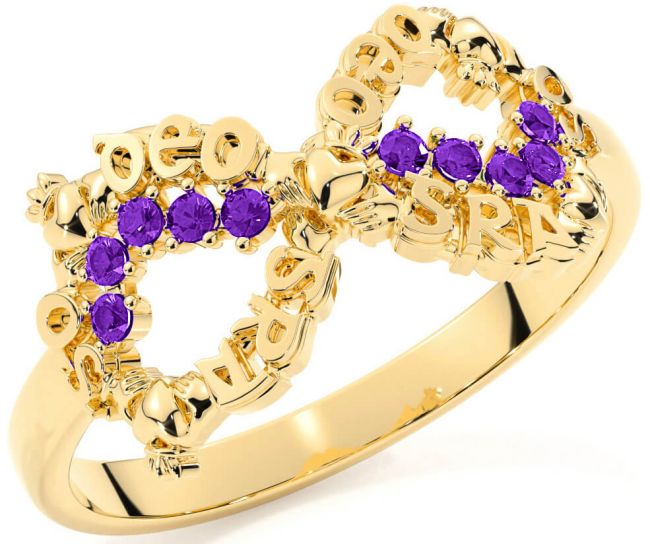 Amethyst Gold Claddagh Infinity Irish 