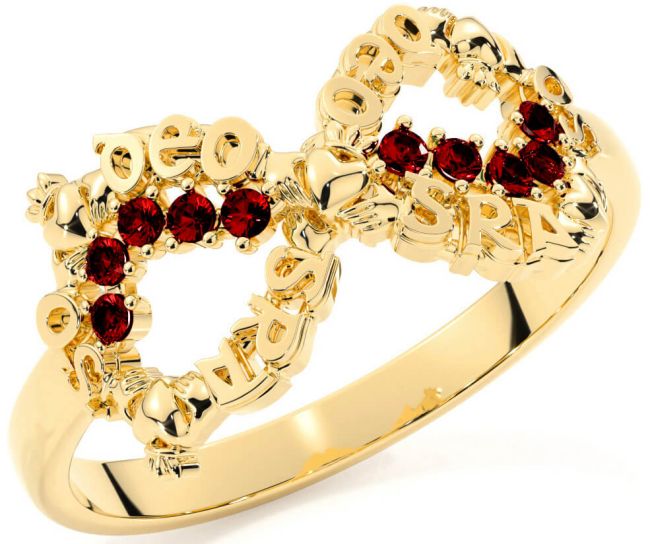 Garnet Gold Claddagh Infinity Irish 