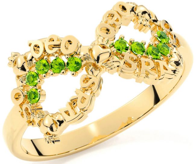 Peridot Gold Claddagh Infinity Irish 