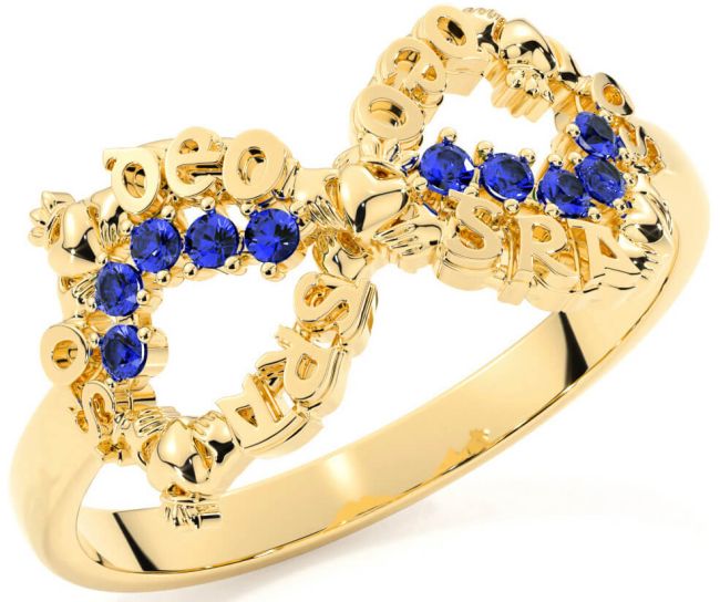 Sapphire Gold Claddagh Infinity Irish 