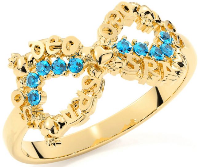 Topaz Gold Claddagh Infinity Irish 
