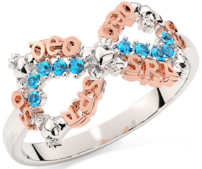 Topaz Rose Gold Silver Claddagh Infinity Irish 