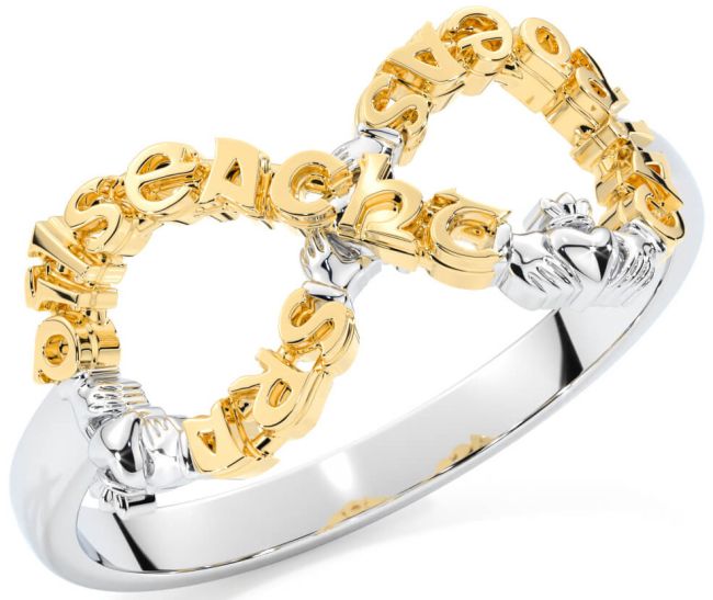 White Yellow Gold Infinity Claddagh Irish 