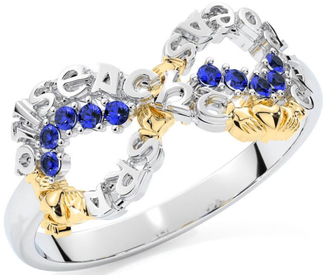 Sapphire Gold Silver Claddagh Infinity Irish 