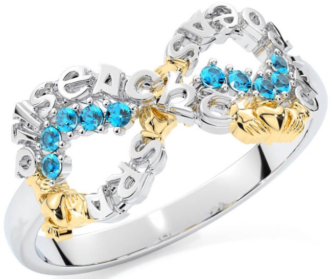 Topaz Gold Silver Claddagh Infinity Irish 