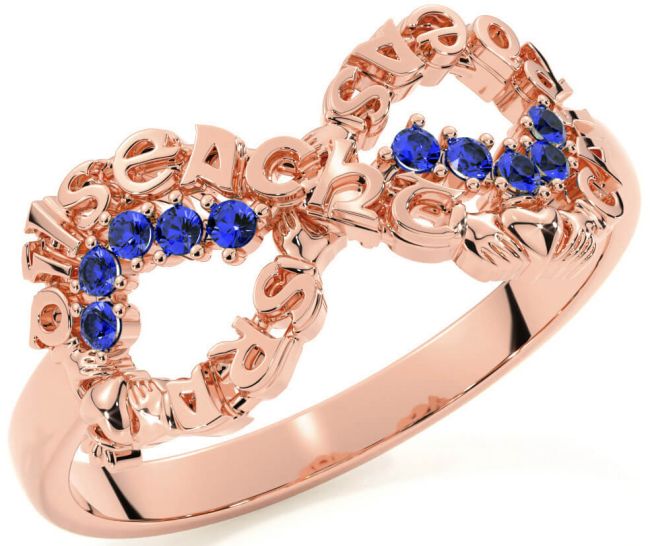 Sapphire Rose Gold Silver Claddagh Infinity Irish 