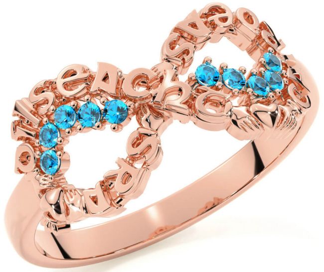 Topaz Rose Gold Silver Claddagh Infinity Irish 