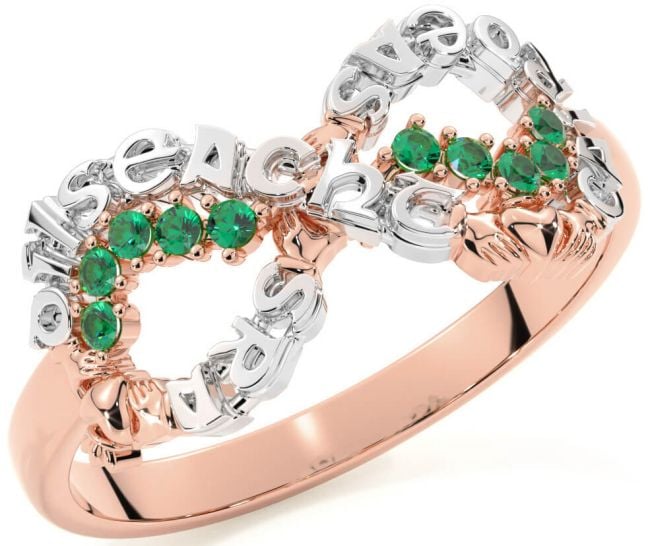 Emerald Rose Gold Silver Claddagh Infinity Irish 