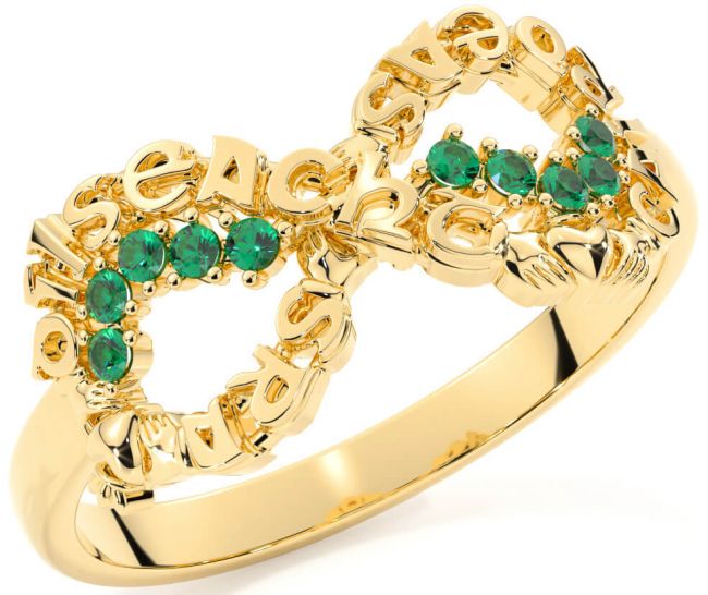 Smaragd Guld Silver Claddagh Oändlighet irländska Kärlek, lojalitet och vänskap Ringa