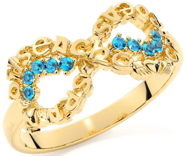 Topaz Gold Silver Claddagh Infinity Irish 
