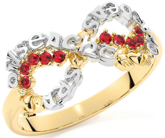 Ruby Gold Silver Claddagh Infinity Irish 