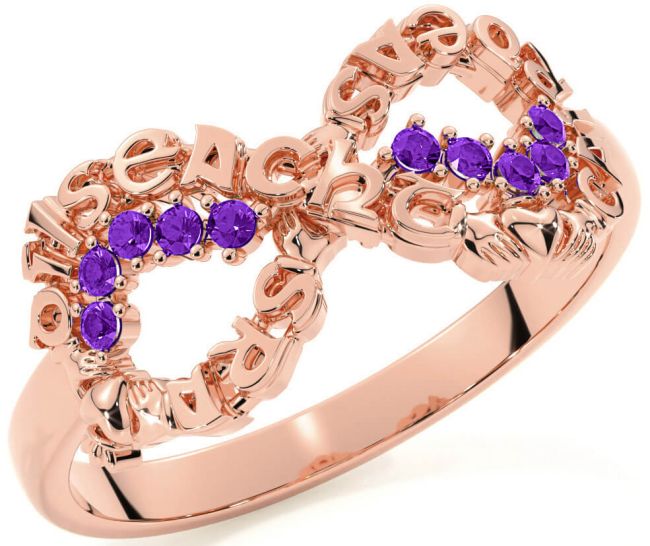 Amethyst Rose Gold Claddagh Infinity Irish 