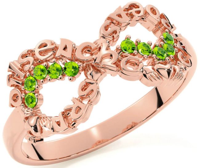 Peridot Rose Gold Claddagh Infinity Irish 