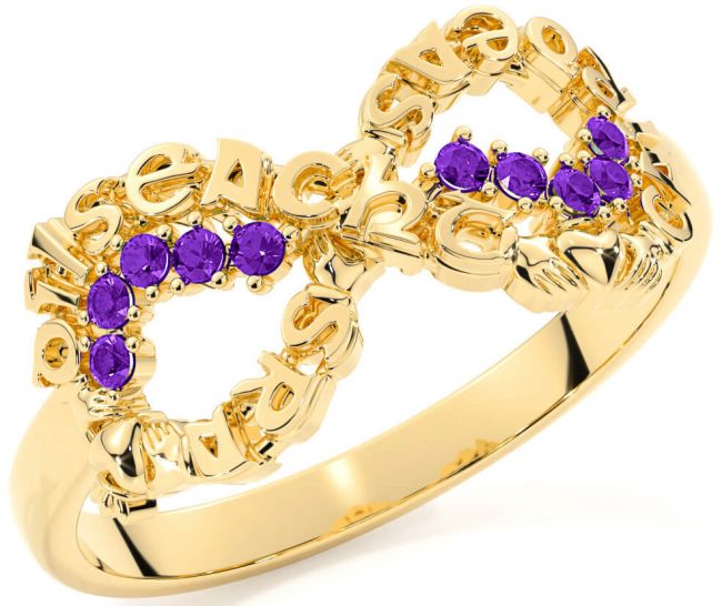 Amethyst Gold Claddagh Infinity Irish 