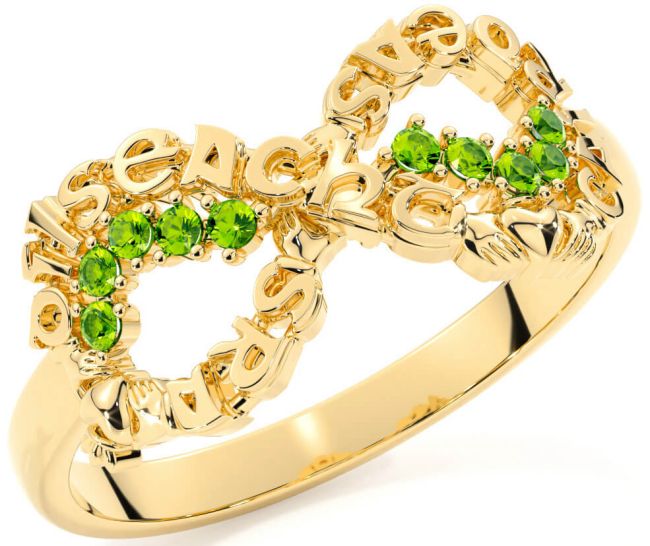 Peridot Gold Claddagh Infinity Irish 