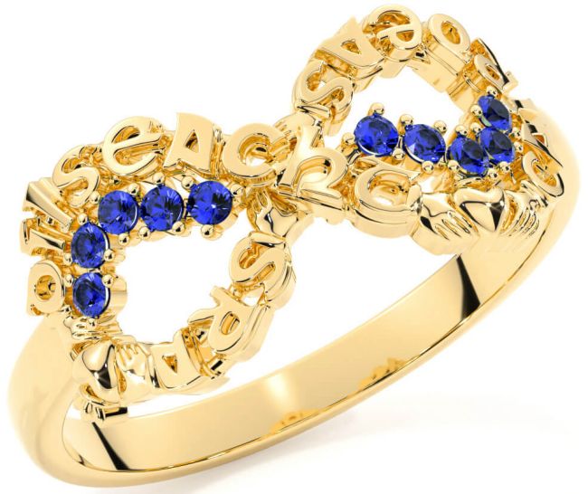 Sapphire Gold Claddagh Infinity Irish 