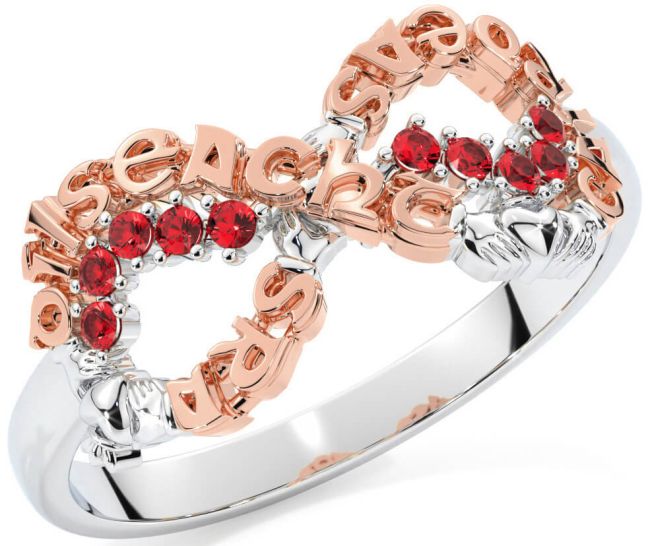 Ruby Rose Gold Silver Claddagh Infinity Irish 