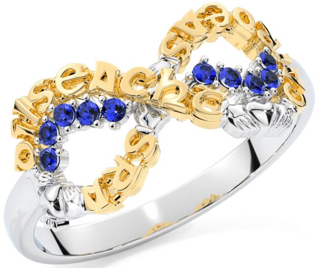 Sapphire Gold Silver Claddagh Infinity Irish 