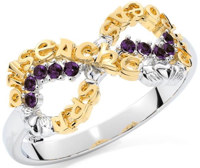 Alexandrite White Yellow Gold Claddagh Infinity Irish 