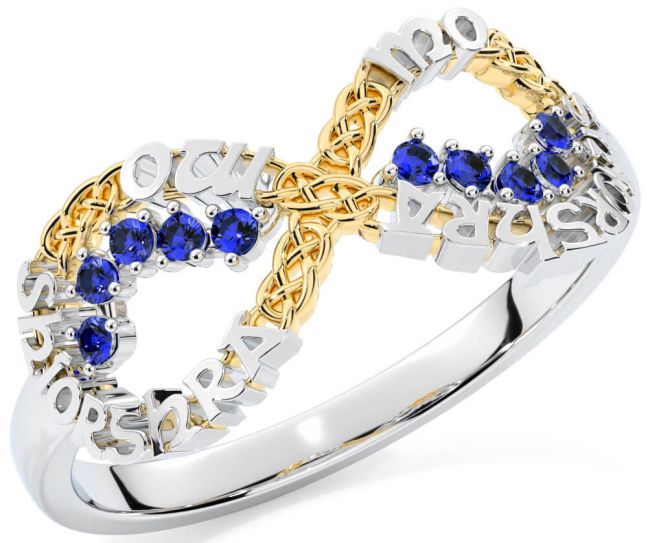 Sapphire Gold Silver Celtic Infinity Irish 