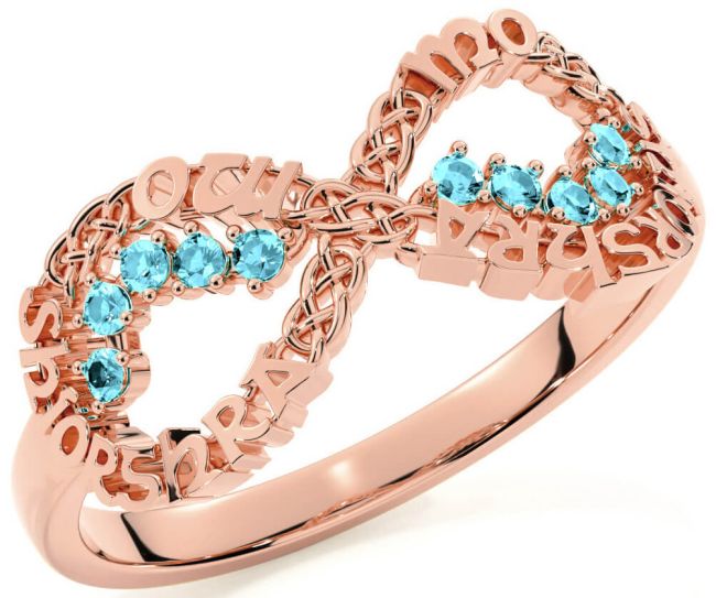 Aquamarine Rose Gold Silver Celtic Infinity Irish 