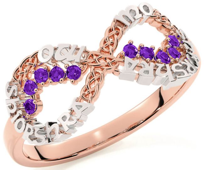 Amethyst Rose Gold Silver Celtic Infinity Irish 