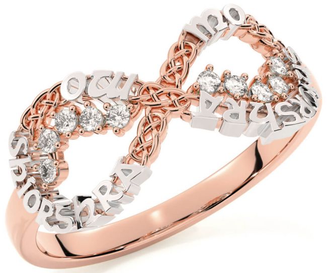 Diamond Rose Gold Silver Celtic Infinity Irish 
