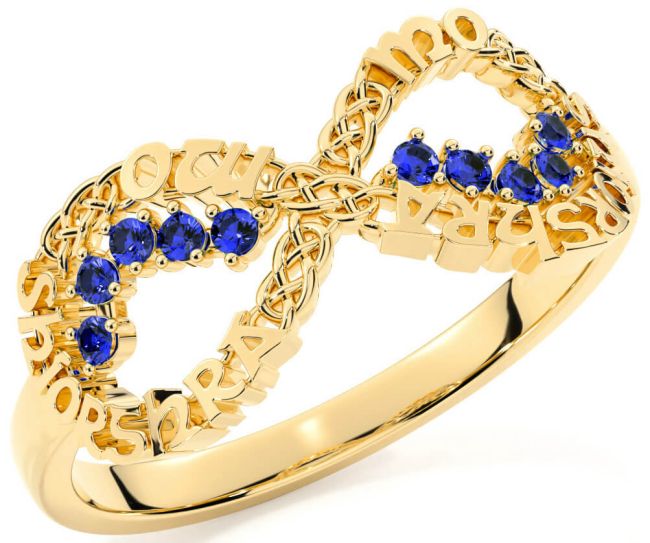 Sapphire Gold Silver Celtic Infinity Irish 