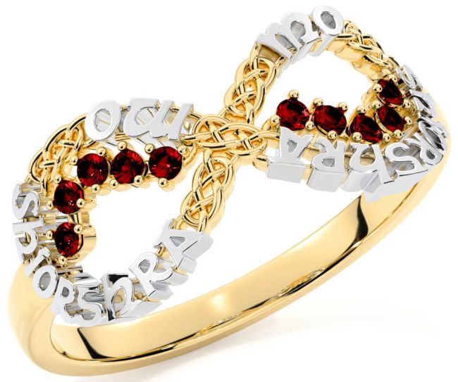 Garnet Gold Silver Celtic Infinity Irish 