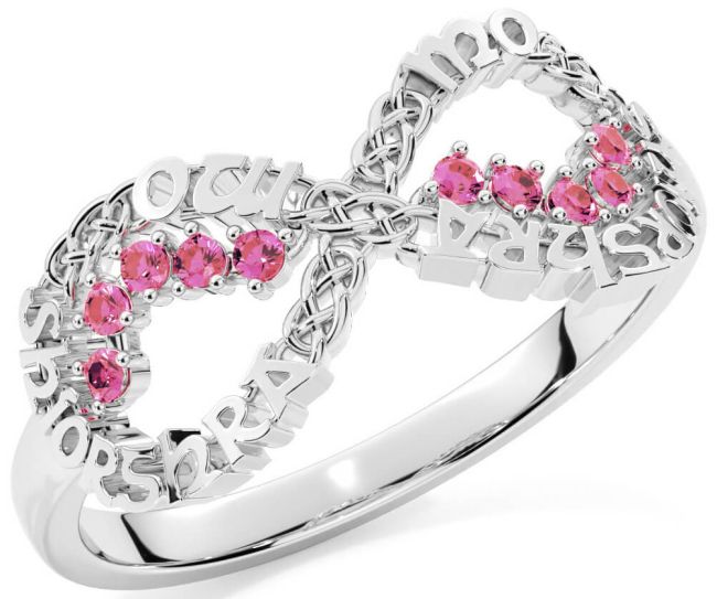 Pink Tourmaline Silver Celtic Infinity Irish 