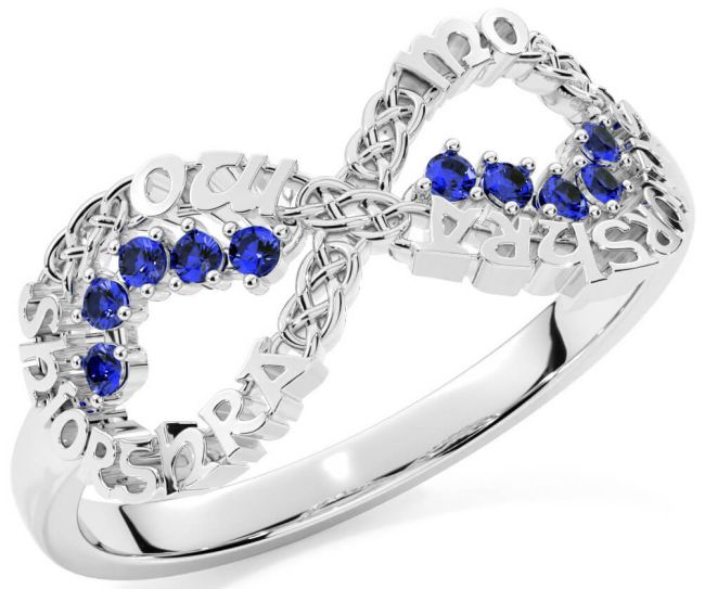 Sapphire Silver Celtic Infinity Irish 