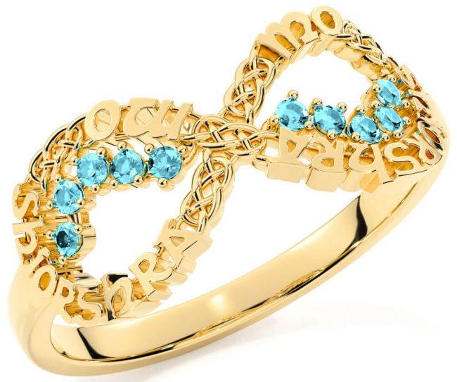 Aquamarine Gold Celtic Infinity Irish 