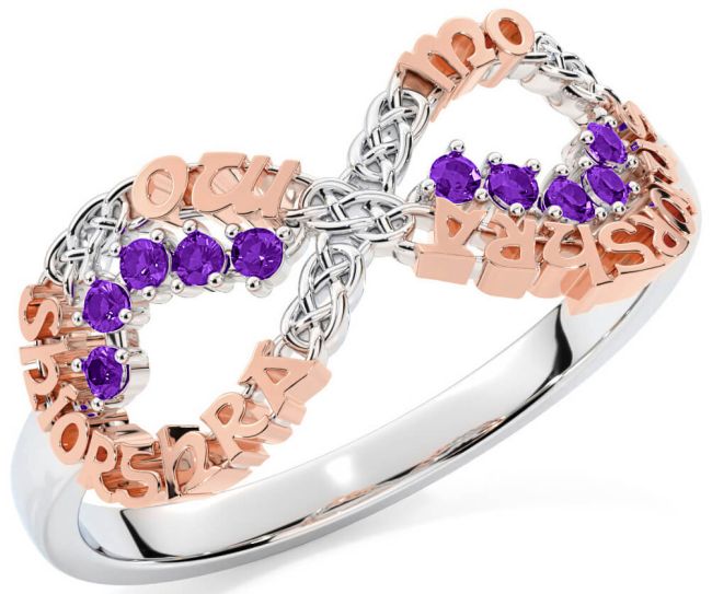 Amethyst Rose Gold Silver Celtic Infinity Irish 