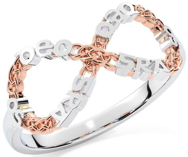 White Rose Gold Celtic Infinity Irish 