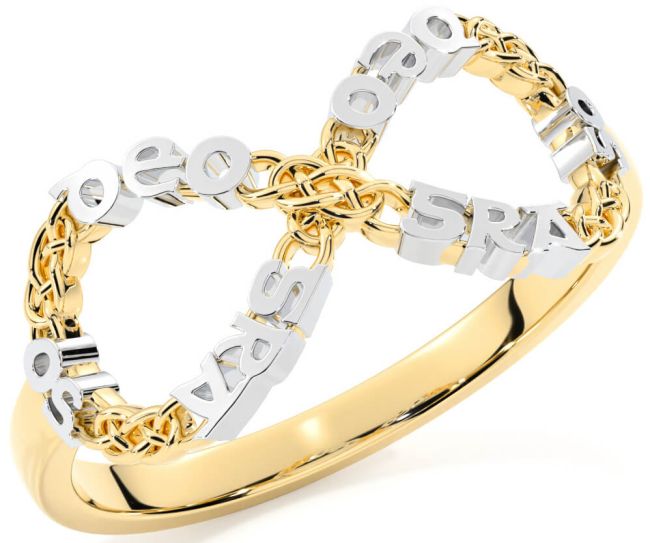 White Yellow Gold Celtic Infinity Irish 
