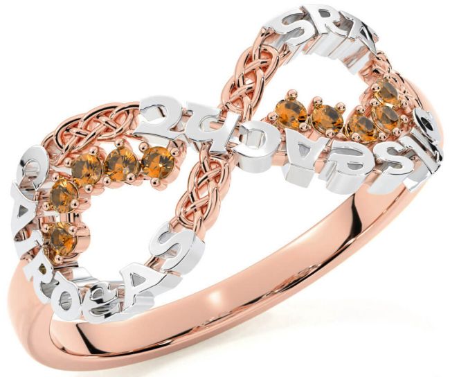 Citrine Rose Gold Silver Celtic Infinity Irish 