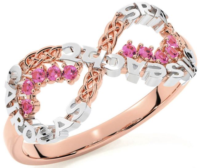 Pink Tourmaline Rose Gold Silver Celtic Infinity Irish 