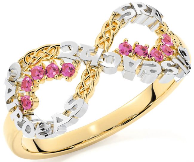 Pink Tourmaline Gold Silver Celtic Infinity Irish 