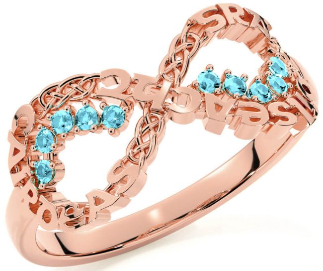 Aquamarine Rose Gold Celtic Infinity Irish 
