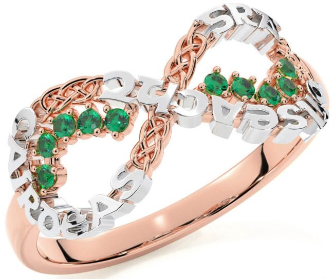 Emerald White Rose Gold Celtic Infinity Irish 