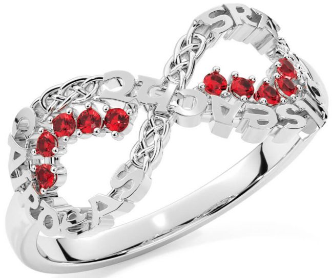 Ruby White Gold Celtic Infinity Irish 