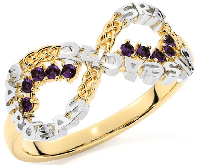 Alexandrite White Yellow Gold Celtic Infinity Irish Love Loyalty Friendship Ring