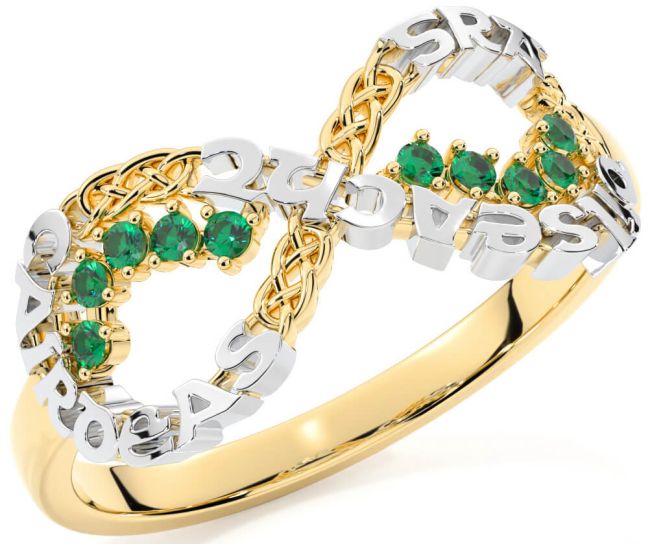 Emerald White Yellow Gold Celtic Infinity Irish 