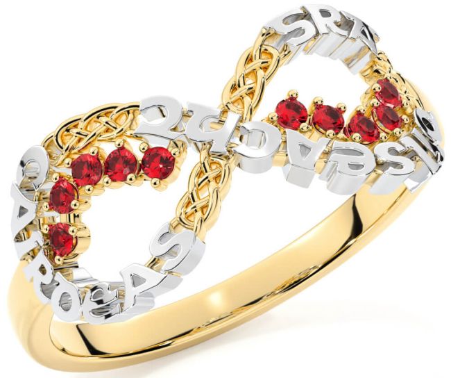 Ruby White Yellow Gold Celtic Infinity Irish 