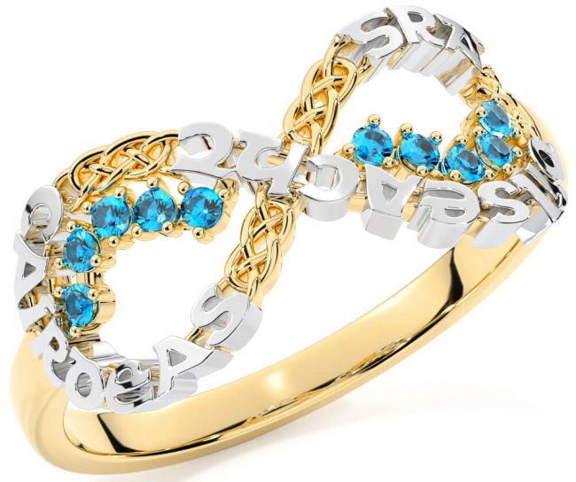 Topaz White Yellow Gold Celtic Infinity Irish 