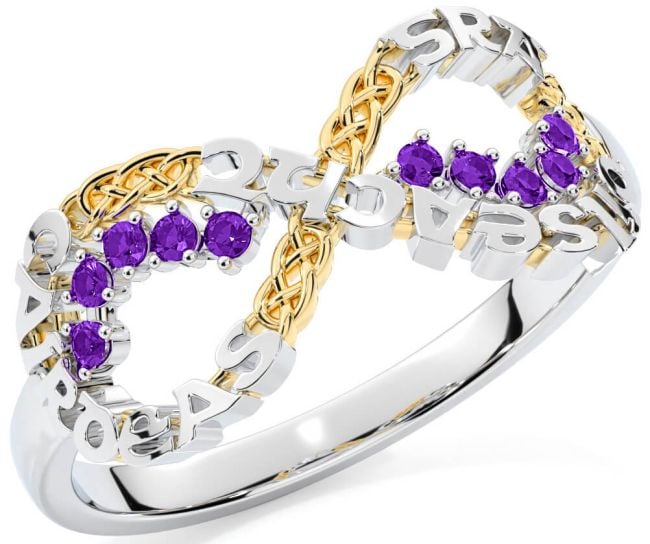 Amethyst White Yellow Gold Celtic Infinity Irish 