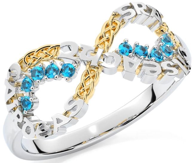 Topaz White Yellow Gold Celtic Infinity Irish 