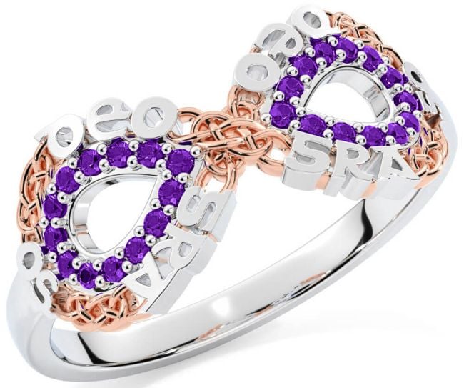 Amethyst Rose Gold Silver Celtic Infinity Irish 