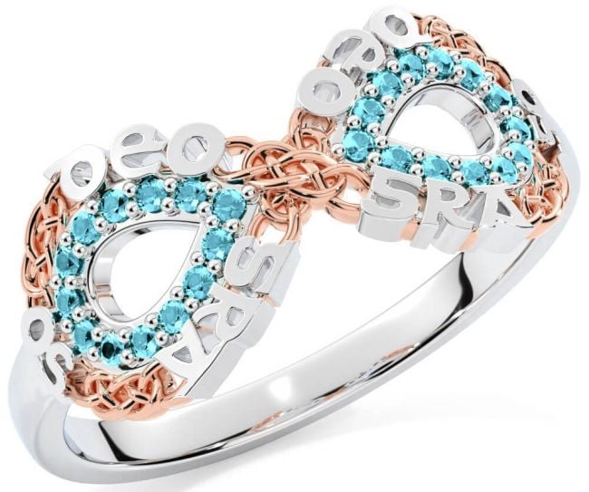 Aquamarine Rose Gold Silver Celtic Infinity Irish 